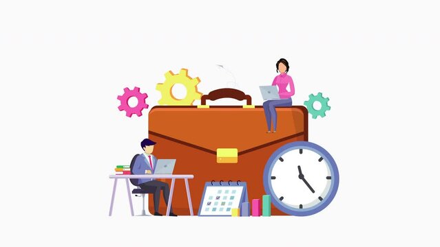 Entrepreneurship and calendar schedule planning. 2d video animation 4k clip