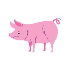 Pink Pig Cartoon Illustration