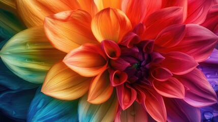 Close-up of a multi-colored flower with abundant petals, a stunning floral display, Ai Generated.