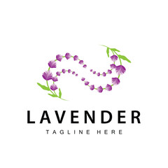Lavender logo simple design vector cosmetic plant purple color and aromatherapy lavender flower garden template