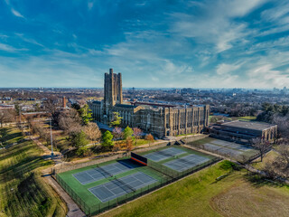 Aerial view of Baltimore City College, liberal arts college preparatory school in Baltimore...