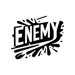 enemy sticker lettering vector illustration template design