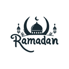 ramadan islam moslem mosque lettering vector illustration template design