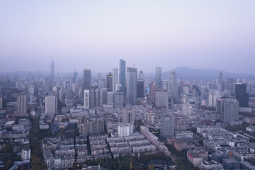 Fototapeta na wymiar Aerial photography of the skyline of urban architecture in Xuanwu Lake, Nanjing