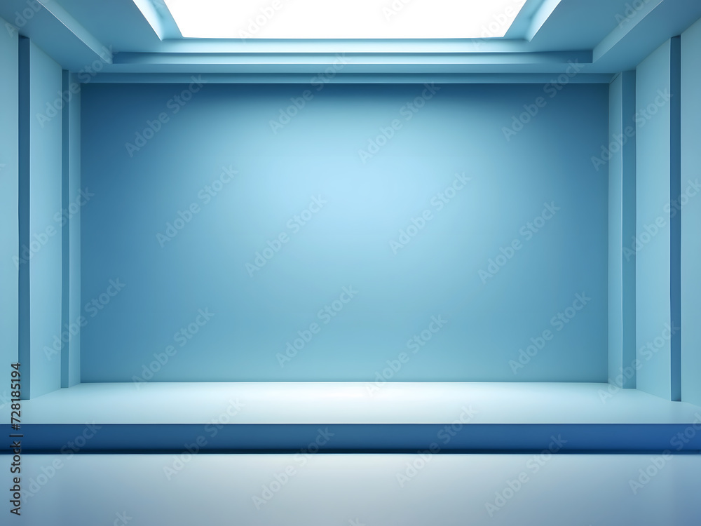 Wall mural abstract blue studio background for product presentation empty room design with shadow design. 3d ro