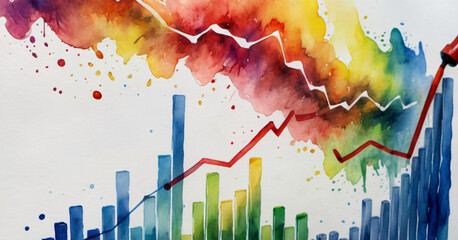 Watercolor Painting of a Bar Chart