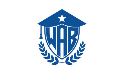 WBA three letter iconic academic logo design vector template. monogram, abstract, school, college, university, graduation cap symbol logo, shield, model, institute, educational, coaching canter, tech