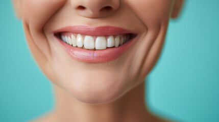 Obraz premium elderly ethnic person, beautiful white smile on blue background, dental photo