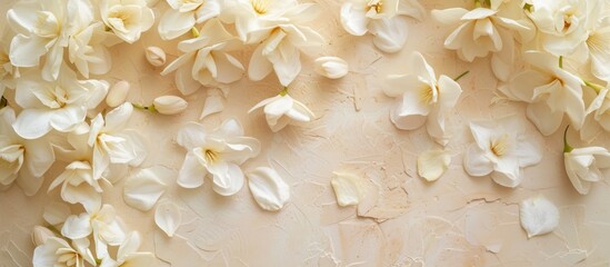 Beautiful White Jasmine Petals on Textured Background