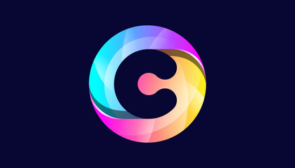 gradient 3d c letter logo design