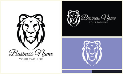 silhouette lion head logo template