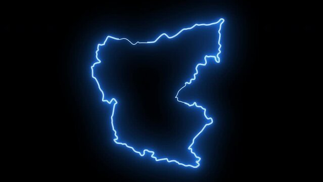 Animated map of Giresun in Turkey with a glowing neon effect