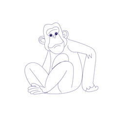 Chimpanzee Outline Illustration