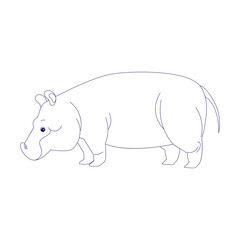 Hippo Outline Illustration