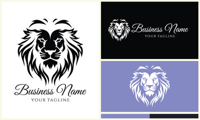 silhouette lion head logo template