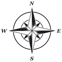 Compass rose or windrose / rose of the winds flat icon for apps and websites - obrazy, fototapety, plakaty