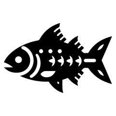 Piranha fish vector icon, clipart, symbol, flat illustration, black color silhouette