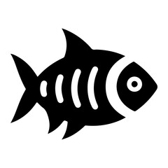 Piranha fish vector icon, clipart, symbol, flat illustration, black color silhouette