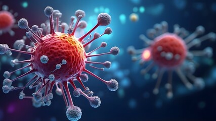 An abstract concept of an innovative medical approach to immunotherapy, harnessing the body's immune system to more effectively fight diseases such as cancer. The concept of viruses and infection medi