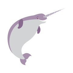 Narwhal Cartoon Style Illustration