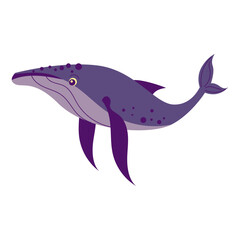 Humpback Whale Cartoon Style Illustration