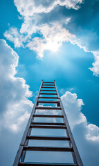 Ladder reaching into the clouds, inspirational concept