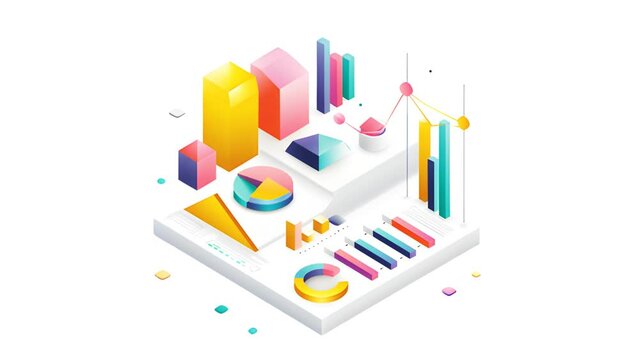 Analytics and data Icon of nice animated for your isometric videos easy to use with Transparent Background