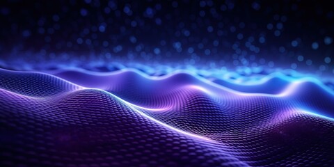 A blue and purple flowing wave on a dark background modern tech Abstract Background