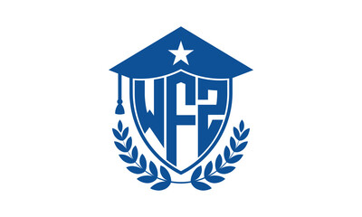 WFZ three letter iconic academic logo design vector template. monogram, abstract, school, college, university, graduation cap symbol logo, shield, model, institute, educational, coaching canter, tech