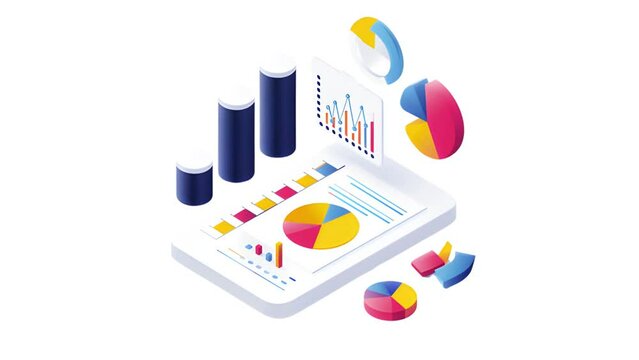 Analytics and data Icon of nice animated for your isometric videos easy to use with Transparent Background