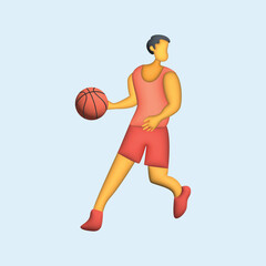 Basket ball concept. Realistic 3d object cartoon style.