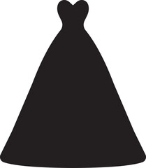 Women dress icon. Female fashion concept. Clothes icon in modern Black Fill style isolated on transparent background. Sign for mobile concept and web design. Vintage dress silhouette.