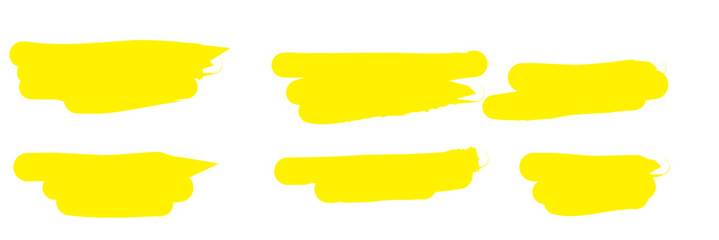 Highlight brush strokes is isolated on a white background. Brush stain or permanent marker pen stroke set. Select the brush lines. Marker color stroke, brush pen hand drawn underline