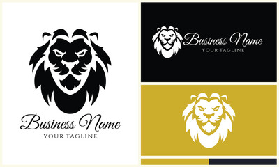 silhouette lion head logo template