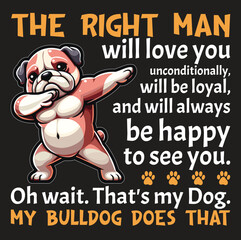 Loyal Companion Bulldog T-shirt Design Illustration Vector
