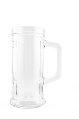 Empty glass beer mug on white background