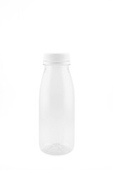 empty transparent plastic bottle with cap and wide neck