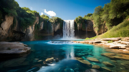 Fototapeta na wymiar Mountain Forest Waterfall Beauty