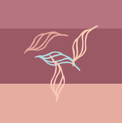 Leaves on Peach Mauve and Pink Seamless Repeat