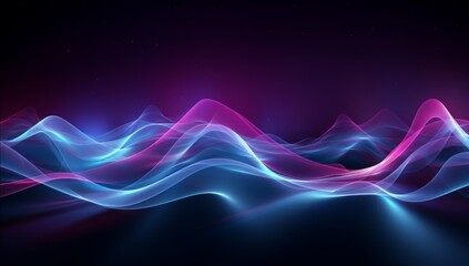 Fototapeta premium abstract light wave background with glowing neon curvy lines. Dynamic light flow, with blue purple neon light effect.