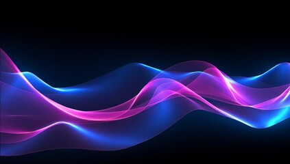 abstract light wave background with glowing neon curvy lines. Dynamic light flow, with blue purple neon light effect.