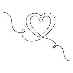 Heart continuous one line art drawing. color shape Love sign. outline Vector illustration.