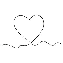 Heart continuous one line art drawing. color shape Love sign. outline Vector illustration.