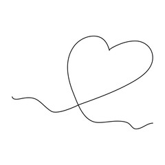 Heart continuous one line art drawing. color shape Love sign. outline Vector illustration.
