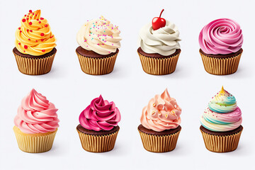 a beautiful Sweet tasty cupcake on white background and on trans