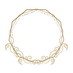 Vector round gold floral frame with ivy leaves decoration. Luxury wreath template for invitations and greeting cards.