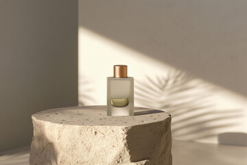 product shot of minimal swiss perfume bottle on plynth in gallery --ar 3:2 --style raw --v 6 Job ID: 90c421c6-fc74-46e6-9b22-cb6d8e7df30e
