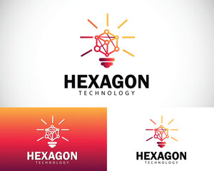 hexagon tech logo creative smart design concept science connect network