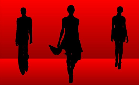 silueta, mujer, vector, gente, moda, ilustraci&oacute;n, modelaje, pasarela