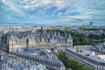 Fototapeta premium Paris, aerial view of the Hotel de Ville 